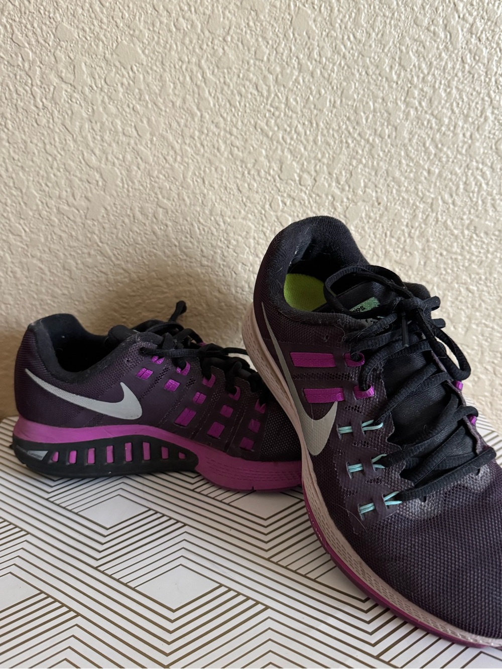 Nike Women's Black with Purple Athletic Running Shoes
